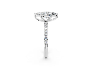 White gold Marquise Cut Diamond Pavé Band Solitaire Ring with Four-Prong Setting_14
