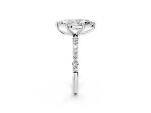 White gold Marquise Cut Diamond Pavé Band Solitaire Ring with Four-Prong Setting_20