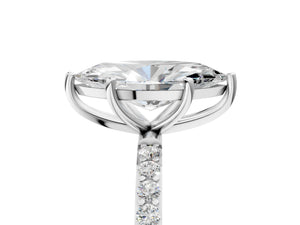 White gold Marquise Cut Diamond Pavé Band Solitaire Ring with Four-Prong Setting_23