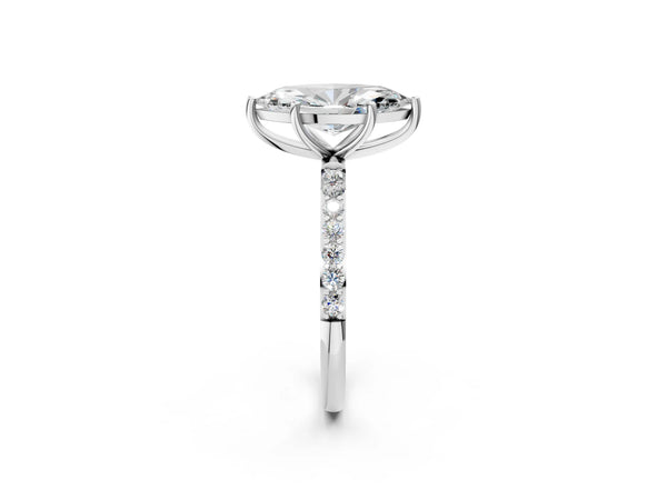 White gold Marquise Cut Diamond Pavé Band Solitaire Ring with Four-Prong Setting_26