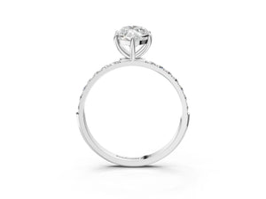 White gold Marquise Cut Diamond Pavé Band Solitaire Ring with Four-Prong Setting_27