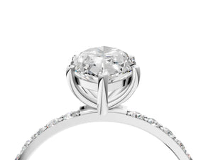 White gold Marquise Cut Diamond Pavé Band Solitaire Ring with Four-Prong Setting_34