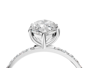 White gold Marquise Cut Diamond Pavé Band Solitaire Ring with Four-Prong Setting_4