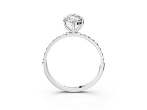 White gold Marquise Cut Diamond Pavé Band Solitaire Ring with Four-Prong Setting_51