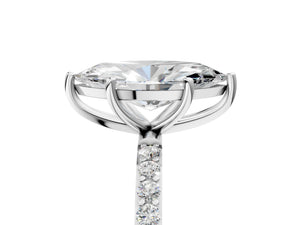 White gold Marquise Cut Diamond Pavé Band Solitaire Ring with Four-Prong Setting_53