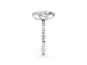 White gold Marquise Cut Diamond Pavé Band Solitaire Ring with Four-Prong Setting_68