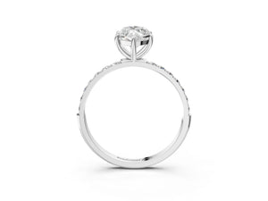 White gold Marquise Cut Diamond Pavé Band Solitaire Ring with Four-Prong Setting_69