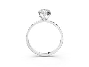 White gold Marquise Cut Diamond Pavé Band Solitaire Ring with Four-Prong Setting_75