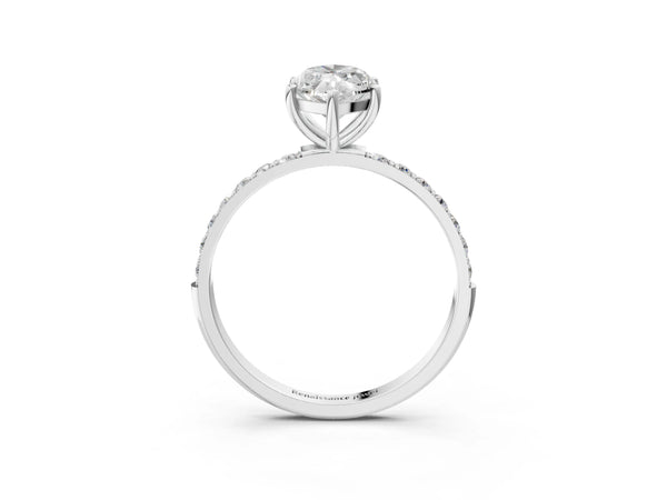 White gold Marquise Cut Diamond Pavé Band Solitaire Ring with Four-Prong Setting_81