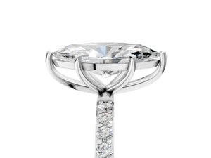 White gold Marquise Cut Diamond Pavé Band Solitaire Ring with Four-Prong Setting_83