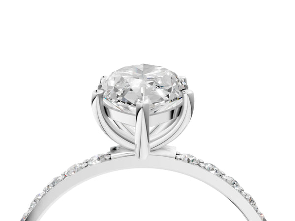 White gold Marquise Cut Diamond Pavé Band Solitaire Ring with Four-Prong Setting_88