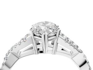 White gold Marquise Solitaire Twist Band with Pavé Setting and Four-Prong Setting_28