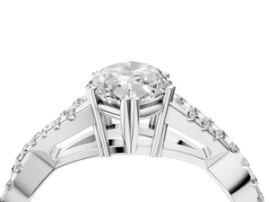 White gold Marquise Solitaire Twist Band with Pavé Setting and Four-Prong Setting_4