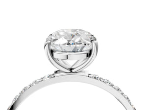 White gold Oval Cut Diamond Pavé Band Solitaire Ring with Four-Prong Setting_100
