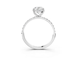 White gold Oval Cut Diamond Pavé Band Solitaire Ring with Four-Prong Setting_15