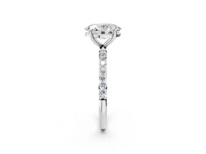 White gold Oval Cut Diamond Pavé Band Solitaire Ring with Four-Prong Setting_20