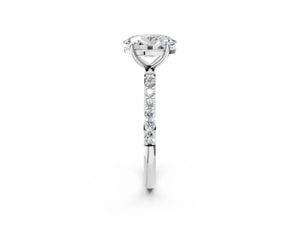 White gold Oval Cut Diamond Pavé Band Solitaire Ring with Four-Prong Setting_32