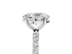 White gold Oval Cut Diamond Pavé Band Solitaire Ring with Four-Prong Setting_35
