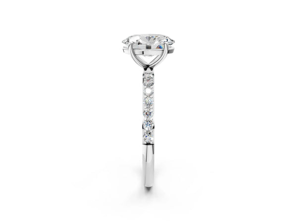 White gold Oval Cut Diamond Pavé Band Solitaire Ring with Four-Prong Setting_38