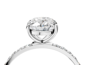 White gold Oval Cut Diamond Pavé Band Solitaire Ring with Four-Prong Setting_40