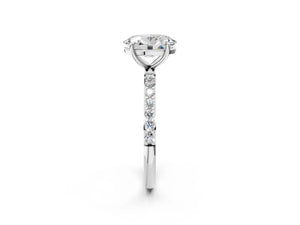 White gold Oval Cut Diamond Pavé Band Solitaire Ring with Four-Prong Setting_44
