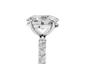White gold Oval Cut Diamond Pavé Band Solitaire Ring with Four-Prong Setting_47