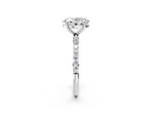 White gold Oval Cut Diamond Pavé Band Solitaire Ring with Four-Prong Setting_50