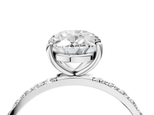 White gold Oval Cut Diamond Pavé Band Solitaire Ring with Four-Prong Setting_52