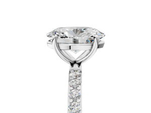 White gold Oval Cut Diamond Pavé Band Solitaire Ring with Four-Prong Setting_59
