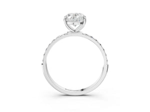 White gold Oval Cut Diamond Pavé Band Solitaire Ring with Four-Prong Setting_63