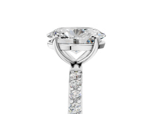 White gold Oval Cut Diamond Pavé Band Solitaire Ring with Four-Prong Setting_65