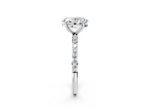 White gold Oval Cut Diamond Pavé Band Solitaire Ring with Four-Prong Setting_68