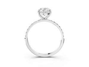 White gold Oval Cut Diamond Pavé Band Solitaire Ring with Four-Prong Setting_81