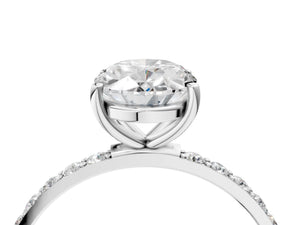 White gold Oval Cut Diamond Pavé Band Solitaire Ring with Four-Prong Setting_82