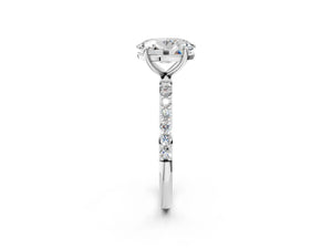 White gold Oval Cut Diamond Pavé Band Solitaire Ring with Four-Prong Setting_86