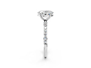 White gold Oval Cut Diamond Pavé Band Solitaire Ring with Four-Prong Setting_92