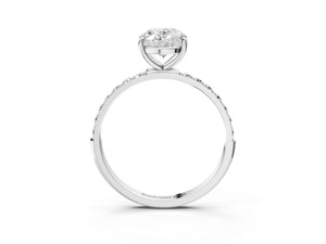 White gold Oval Cut Diamond Pavé Band Solitaire Ring with Four-Prong Setting_93