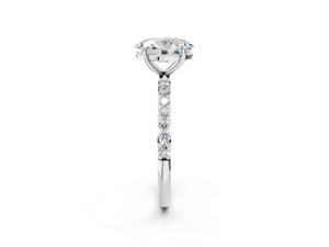 White gold Oval Cut Diamond Pavé Band Solitaire Ring with Four-Prong Setting_98