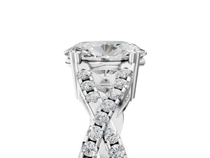White gold Oval Solitaire Twist Band with Pavé Setting and Four-Prong Setting_17