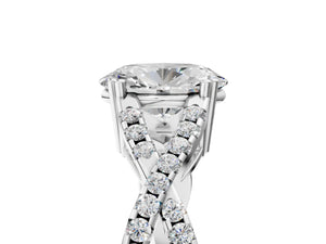 White gold Oval Solitaire Twist Band with Pavé Setting and Four-Prong Setting_59
