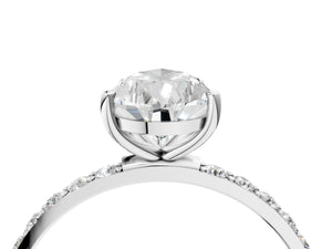 White gold Pear Cut Diamond Pavé Band Solitaire Ring with Four-Prong Setting_28