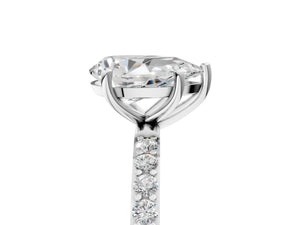 White gold Pear Cut Diamond Pavé Band Solitaire Ring with Four-Prong Setting_29