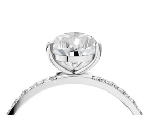 White gold Pear Cut Diamond Pavé Band Solitaire Ring with Four-Prong Setting_34