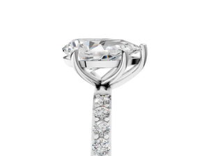 White gold Pear Cut Diamond Pavé Band Solitaire Ring with Four-Prong Setting_35