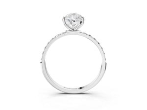 White gold Pear Cut Diamond Pavé Band Solitaire Ring with Four-Prong Setting_39