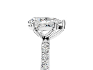 White gold Pear Cut Diamond Pavé Band Solitaire Ring with Four-Prong Setting_41