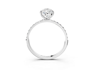 White gold Pear Cut Diamond Pavé Band Solitaire Ring with Four-Prong Setting_45