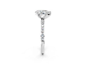 White gold Pear Cut Diamond Pavé Band Solitaire Ring with Four-Prong Setting_50