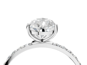 White gold Pear Cut Diamond Pavé Band Solitaire Ring with Four-Prong Setting_52