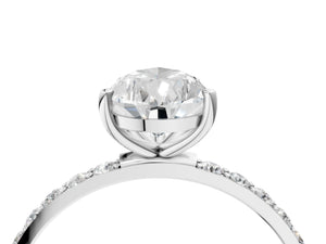 White gold Pear Cut Diamond Pavé Band Solitaire Ring with Four-Prong Setting_64